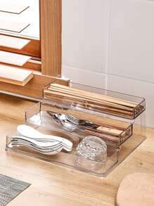 1 pieza acrílico A prueba de humedad cocina Especiero Soporte con escaleras diseño para casa de cocina exhibición con organización - transparente - Ver 3