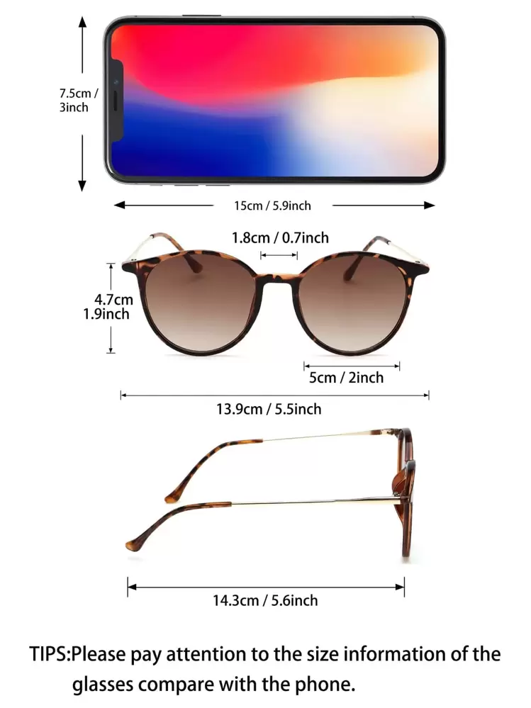 1 Pair Women's Casual Plastic Leopard Print Round Glasses, Suitable For Tropical Beach Vacation, A Beach Accessory For Women, Can Be Matched With Sweaters, Jeans, Sweatpants, Hoodies, Jackets, Dresses, And Long-Sleeved Shirts, Fashionable And Versatile, Elegant And Suitable For Family Outings, Travel Vacations, Summer Beach Trips, Outdoor Activities, And More. - Brown - View 7