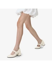 Chunky Heels For Women Block Heels Closed Toe Shoes Comfortable Dress Office Pumps - 米色 - 查看 6