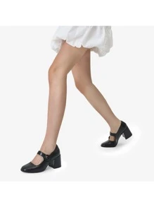 Chunky Heels For Women Block Heels Closed Toe Shoes Comfortable Dress Office Pumps - 黑色 - 查看 6
