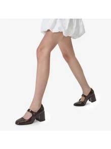 Chunky Heels For Women Block Heels Closed Toe Shoes Comfortable Dress Office Pumps - Màu nâu Sô-cô-la - Xem 7