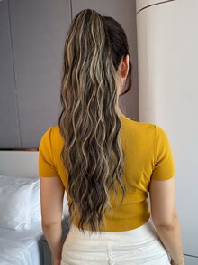 22 Inch Natural Wave Curly Ponytail Hair Extensions, Heat Resistant Fiber, Multi-Color - Multicolor - View 4