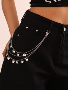 1pc Silver Butterfly Waist Chain, Suitable For Daily Wear, Music Festivals, Parties, Vacations Fall, Autumn, Halloween - Silver - View 2