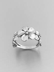 1pc Elegant Vintage Floral Decorative Ring Suitable For Daily, Party, Banquet Gift For Women - Silver - View 1