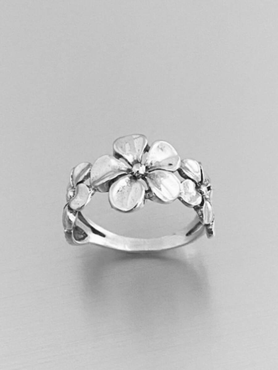1pc Elegant Vintage Floral Decorative Ring Suitable For Daily, Party, Banquet Gift For Women - Silver - View 1
