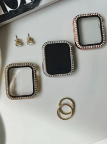 Ốp đồng hồ Rhinestone Dual Rows Sparkling tương thích với vỏ bảo vệ Apple Watch - Trong sáng - Xem 4
