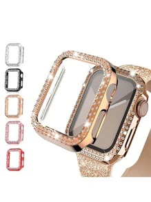 Ốp đồng hồ Rhinestone Dual Rows Sparkling tương thích với vỏ bảo vệ Apple Watch - Trong sáng - Xem 3