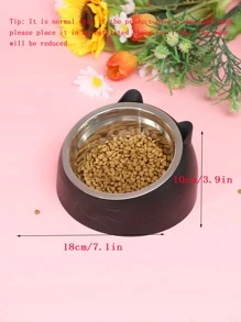 1pc Cat Ear Design Pet Bowl - Black - View 4