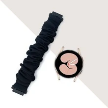 1pc Black Scrunchie Watch Band For Men And Women, Compatible With Samsung Galaxy, Watch Band 20mm - Black - View 2