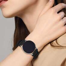 1pc Black Scrunchie Watch Band For Men And Women, Compatible With Samsung Galaxy, Watch Band 20mm - Black - View 3