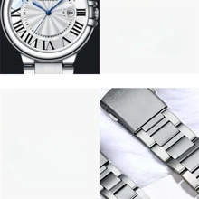 1入組男士白色鋼帶圓形錶盤石英表 - 銀色 - 查看 3