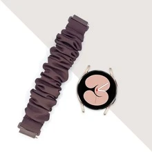 女性卡其色打褶抽繩手錶錶帶1入，適用於三星Galaxy Watch 20mm/華為Huawei GT錶帶20mm - 淺灰紫 - 查看 2