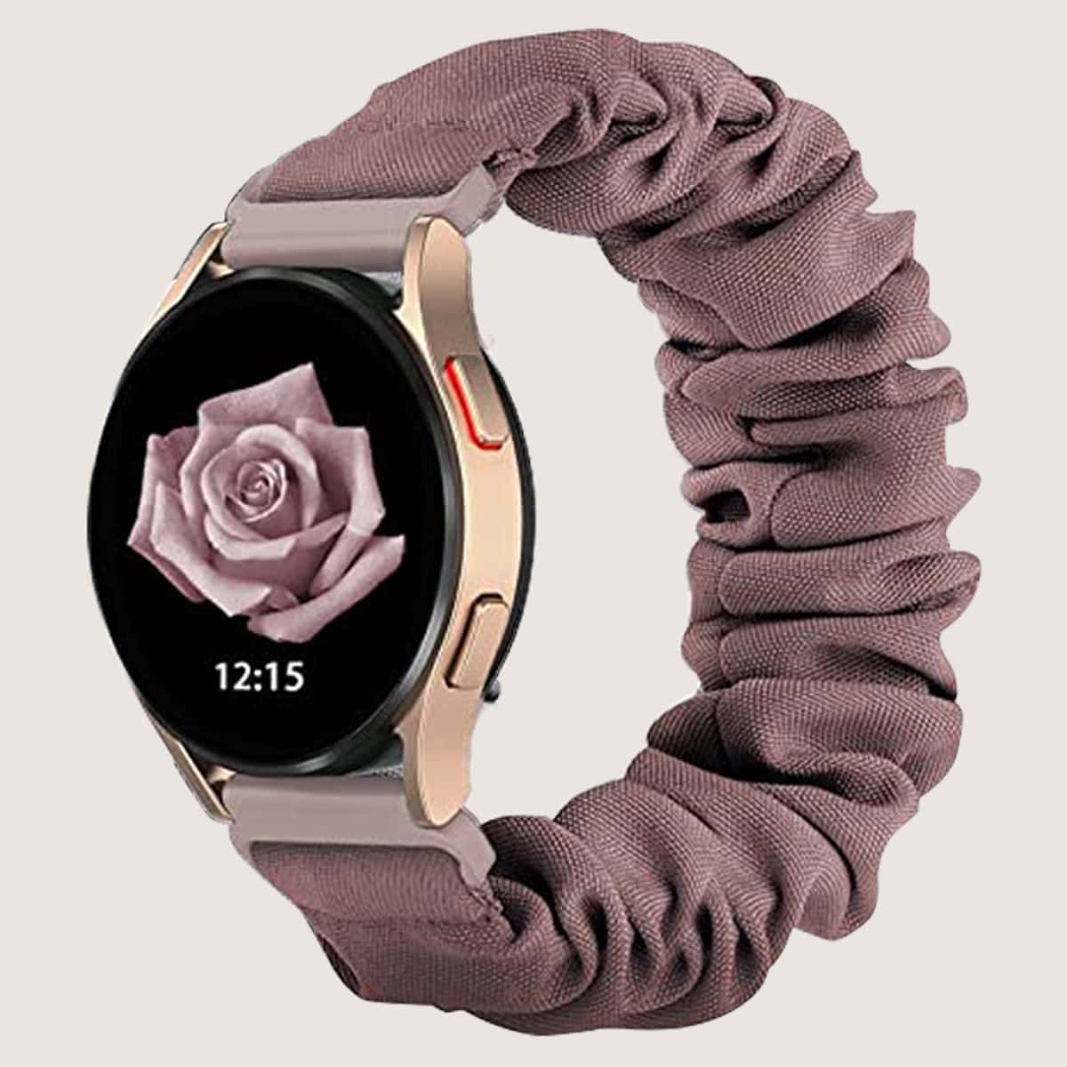 女性卡其色打褶抽繩手錶錶帶1入，適用於三星Galaxy Watch 20mm/華為Huawei GT錶帶20mm - 淺灰紫 - 查看 1