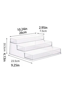 1 pieza acrílico A prueba de humedad cocina Especiero Soporte con escaleras diseño para casa de cocina exhibición con organización - transparente - Ver 5