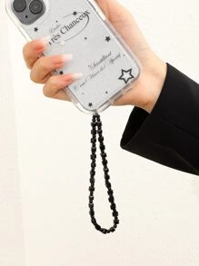 玻璃珠手机挂绳礼物，适合送给母亲、家人、朋友、生日、节日的手机挂饰、手机链 - 黑色 - 查看 3