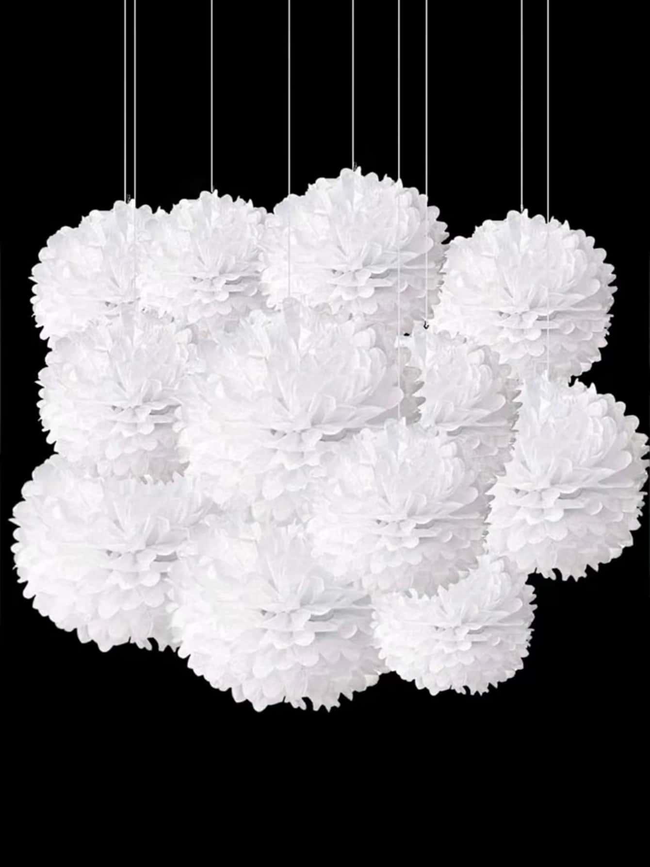 10pcs /Set White Paper Flower Ball, Origami Paper Flowers, Wedding & Birthday Party Decoration,Christmas