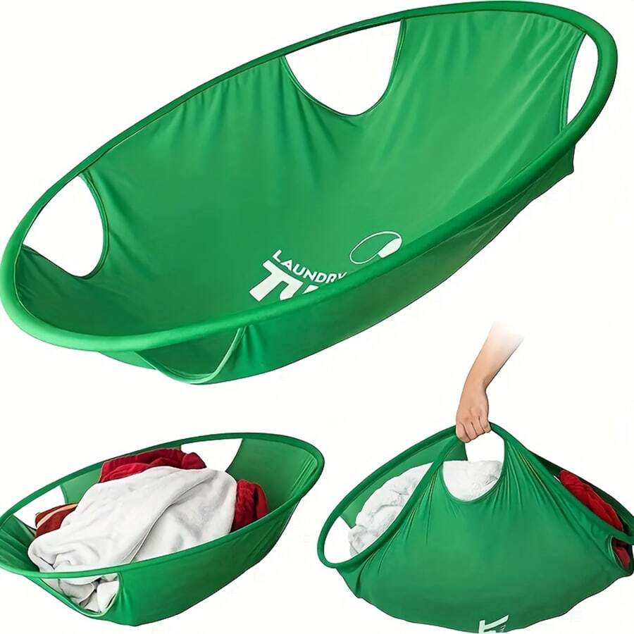 1pc Popular Turtle Shaped Portable Laundry Hamper Basket, Foldable Clothes Storage Organizer - Green - View 1