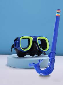 1 套儿童大框游泳镜和潜水面罩套装，可调节带子游泳镜，适合 6 岁以上儿童