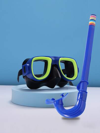 1Set Children Large Frame Swim Goggles & Diving Mask Set, Adjustable Strap Swim Goggle, Suitable For Kids 6+