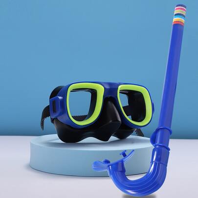 1 套儿童大框游泳镜和潜水面罩套装，可调节带子游泳镜，适合 6 岁以上儿童