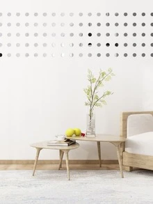 100入組亮閃閃圓形點可拆卸亞克力鏡子牆貼DIY3D牆貼適用於孩子們的房間天花板臥室裝飾用品家庭裝飾 - 銀色 - 查看 6