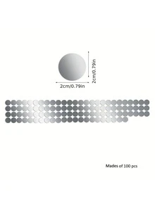 100入組亮閃閃圓形點可拆卸亞克力鏡子牆貼DIY3D牆貼適用於孩子們的房間天花板臥室裝飾用品家庭裝飾 - 銀色 - 查看 7