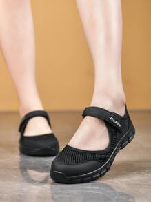 夏季透气女士运动鞋，加大码，防滑，轻便，休闲，网眼，闭合，红色跑鞋，舒适，特价 - 黑色 - 查看 1