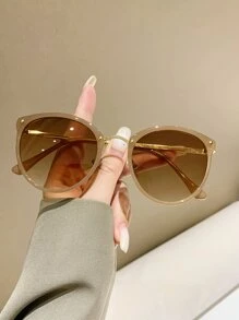 1 pieza Gafas de sol cuadradas de plástico de moda para mujer, gafas de sol elegantes, accesorios de playa para mujer, gafas de sol adecuadas para jerséis, vaqueros, pantalones de chándal, sudaderas con capucha, chaquetas, vestidos y camisas de manga larga - Marrón - Ver 1