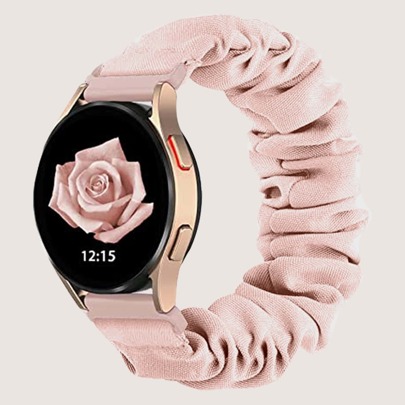1pc Pink Scrunchie Watch Band For Men And Women, Compatible With Samsung Galaxy, Watch Band 20mm