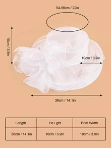 1頂歐根紗亮片肯塔基羽毛飾帽,女士寬邊新娘茶會婚禮帽子遮陽帽 - 白色 - 查看 7