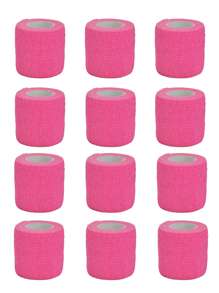 12pcs/pack Pink Elastic Finger Sleeves Bandage For Sports Protection - Baby Pink - View 1