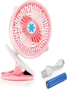 Portable USB Rechargeable Clip Or Table Fan For Car, Desk, Table Or Bureau, Battery Included - Pink - View 1