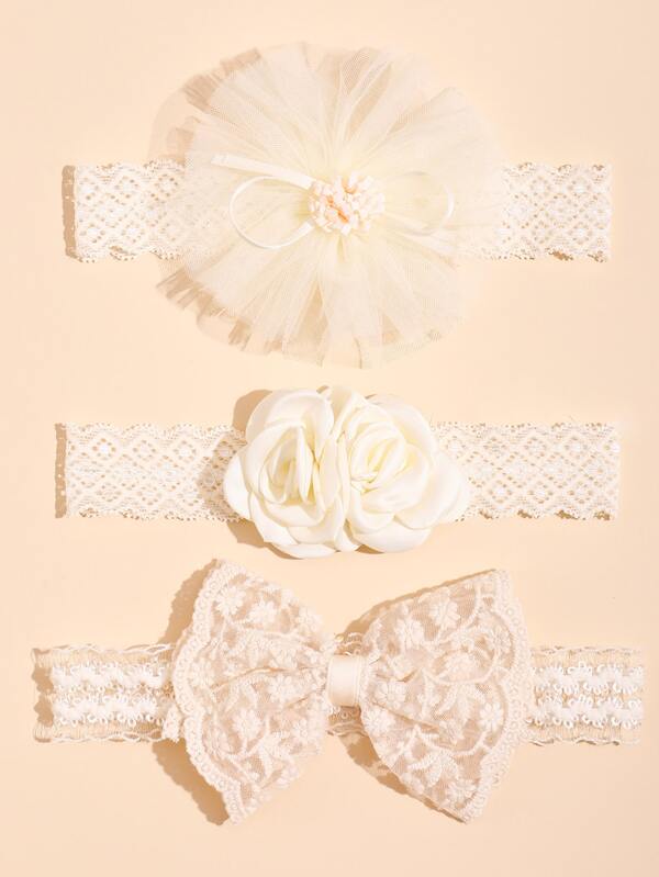 3pcs/Pack Baby Girls' Flower & Lace & Bowknot No-Slip Headband For Wedding Or Party Love Valentine