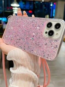 Glitter Phone Case With Lanyard - Clear - View 3
