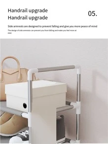 1入組客廳簡約風格9鋼管子鞋架 - 灰色 - 查看 7