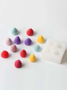 1pc Four-Cavity Strawberry Shape Silicone Mold For Icing, Fruit, Candle, Aromatherapy, Diy Baking Material - White - View 3