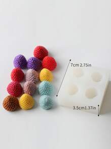 1pc Four-Cavity Strawberry Shape Silicone Mold For Icing, Fruit, Candle, Aromatherapy, Diy Baking Material - White - View 2