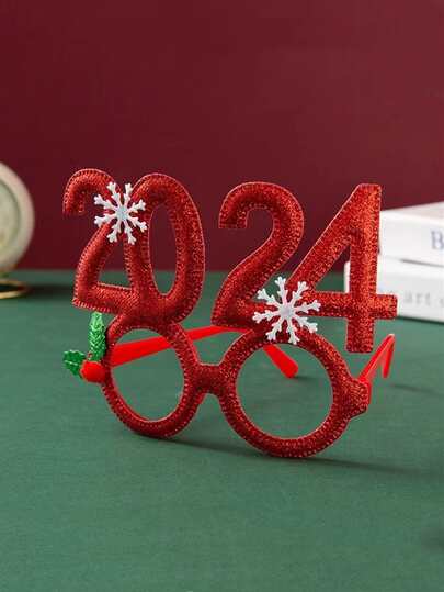 1Pc Christmas 2024 New Year Glasses Frame Christmas Decorations Photo Props Adult Kids Xmas Decor Gifts 2023 New Year Christmas