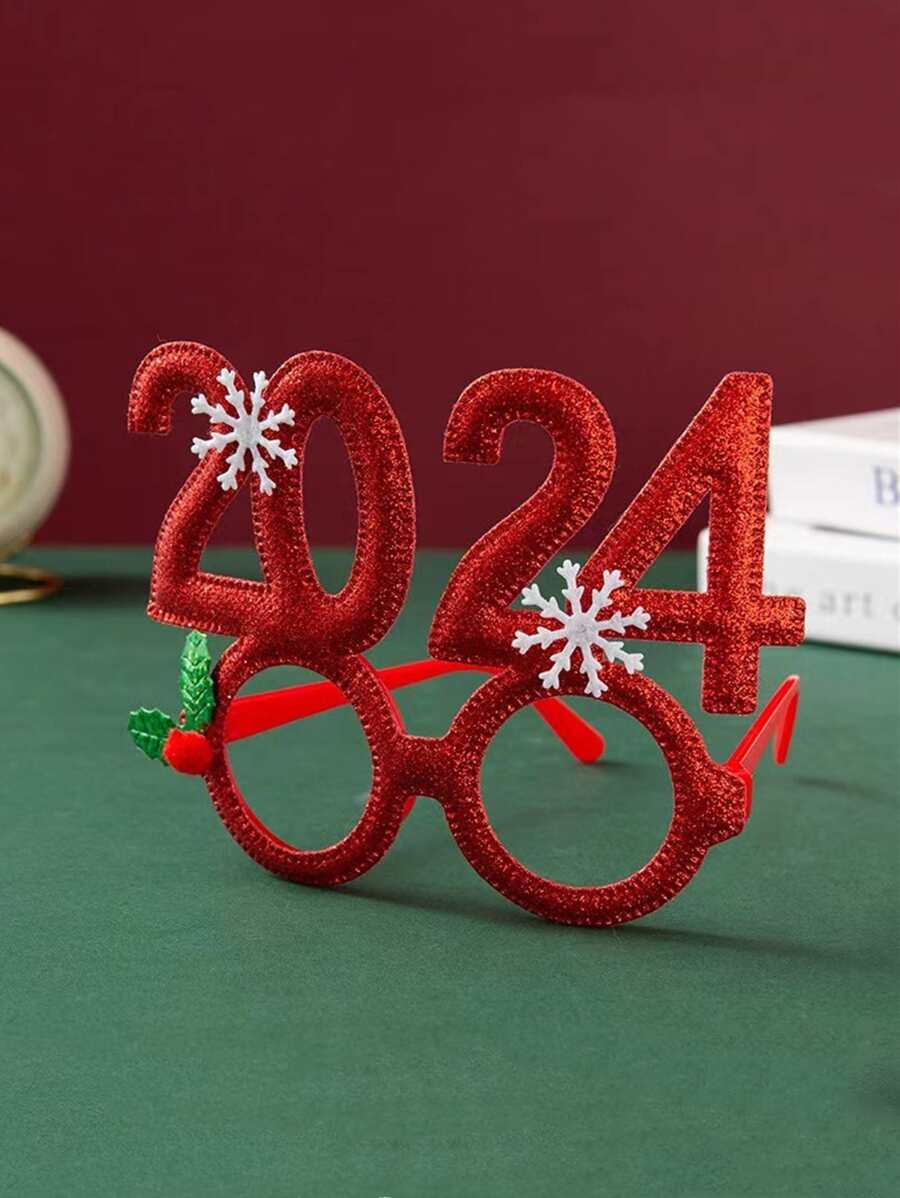 1 件圣诞节 2024 新年眼镜框圣诞装饰品拍照道具成人儿童圣诞节装饰礼物 2023 新年圣诞节