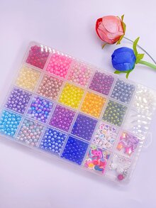 1 Box 24 Grids Colorful Abs Faux Pearl Beads With Straight Hole For Diy Handmade Beading Projects - Multicolor - View 4