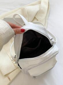 白色後背包帶花卉圖案