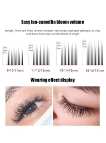 MASSCAKU 12 dòng Dễ Lông mi Đồng hồ tự động Dung tích Da chồn nhân táo Lông mi đơn  Dày Tự nhiên Quạt - màu đen - Xem 4