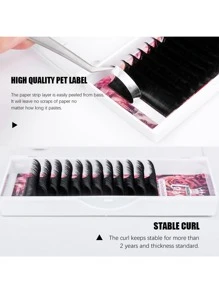 MASSCAKU 12 dòng Dễ Lông mi Đồng hồ tự động Dung tích Da chồn nhân táo Lông mi đơn  Dày Tự nhiên Quạt - màu đen - Xem 3