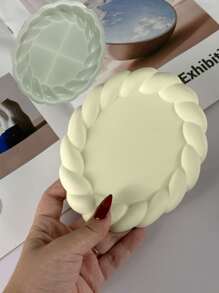 1 件圆形/椭圆形树脂模具，带黄麻绳手柄，适用于杯垫、托盘、装饰、石膏铸造 - 白色 - 查看 4