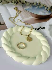 1 件圆形/椭圆形树脂模具，带黄麻绳手柄，适用于杯垫、托盘、装饰、石膏铸造 - 白色 - 查看 3