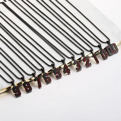 1入組棒球數字項鍊適用於個性化數字24英寸長鏈適合男士不銹鋼運動數字吊墜適用於男孩籃球足球排球足球壘球團隊首飾類禮物