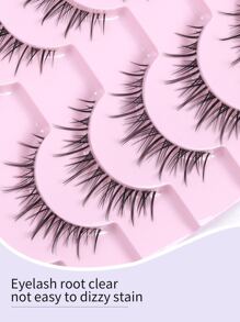 MAGEFY 10Pairs Of Natural Cross Full False Eyelashes With Clear Stem,Fluffy Slim For Everyday Use Manga Eyelashes, Travel Essentials - Black - View 5