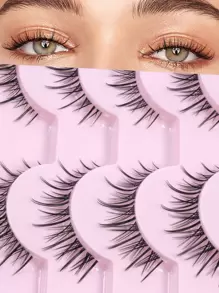 MAGEFY 10Pairs Of Natural Cross Full False Eyelashes With Clear Stem,Fluffy Slim For Everyday Use Manga Eyelashes, Travel Essentials - Black - View 2