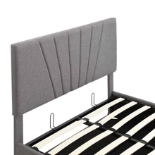 MERAX Full Size Upholstered Platform Bed With A Hydraulic Storage System - 灰色 - 查看 8