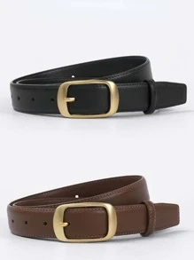 女士休闲商务时尚百搭腰带，适合搭配牛仔裤或休闲裤的日常服装万圣节夏季、学校秋季、秋季、万圣节 - 黑色 - 查看 5